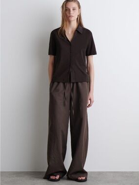 COS Dark Brown COTTON-JERSEY RESORT SHIRT